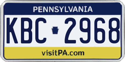 PA license plate KBC2968