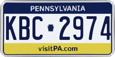 PA license plate KBC2974