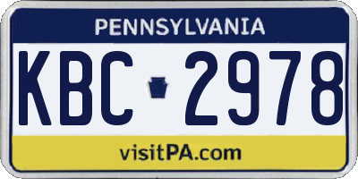 PA license plate KBC2978