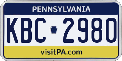 PA license plate KBC2980