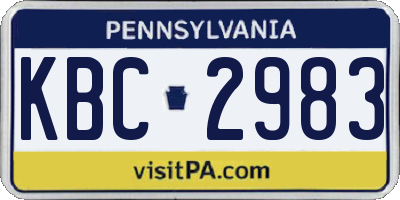 PA license plate KBC2983