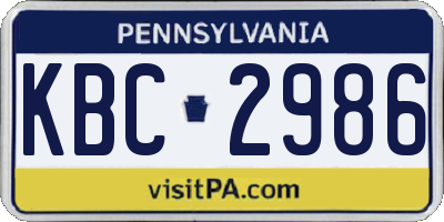 PA license plate KBC2986