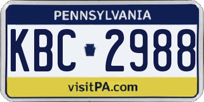 PA license plate KBC2988