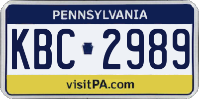 PA license plate KBC2989