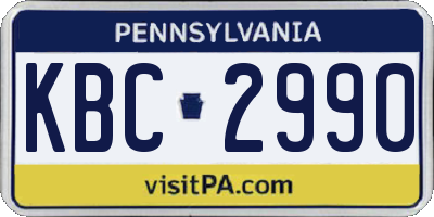 PA license plate KBC2990