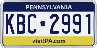 PA license plate KBC2991