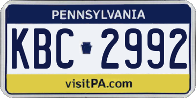 PA license plate KBC2992