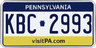PA license plate KBC2993