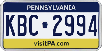 PA license plate KBC2994