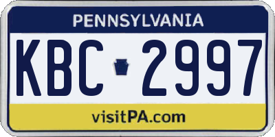 PA license plate KBC2997