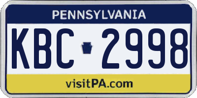 PA license plate KBC2998