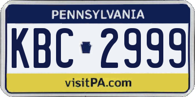 PA license plate KBC2999