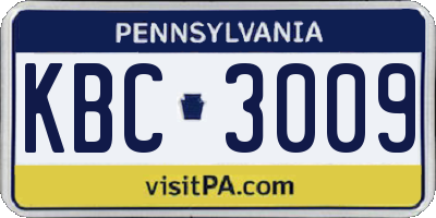 PA license plate KBC3009