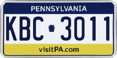 PA license plate KBC3011