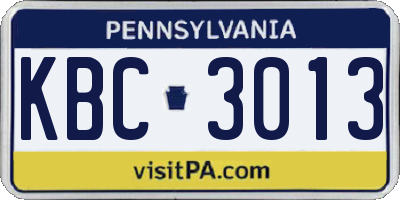 PA license plate KBC3013