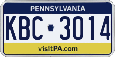 PA license plate KBC3014