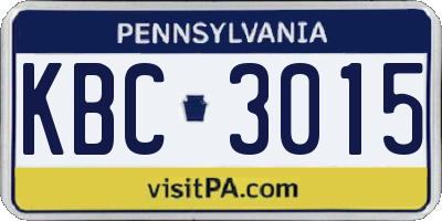 PA license plate KBC3015