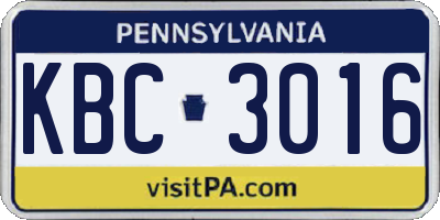 PA license plate KBC3016