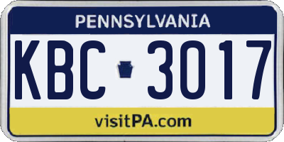PA license plate KBC3017