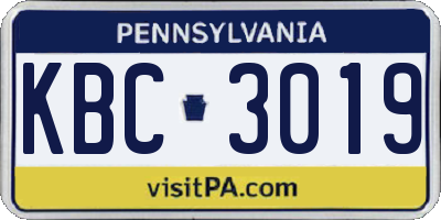PA license plate KBC3019