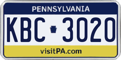 PA license plate KBC3020