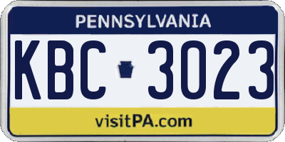 PA license plate KBC3023