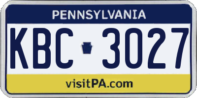 PA license plate KBC3027