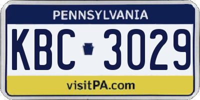 PA license plate KBC3029