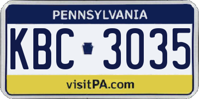 PA license plate KBC3035