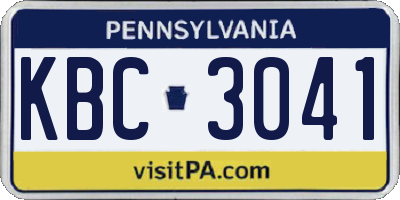 PA license plate KBC3041