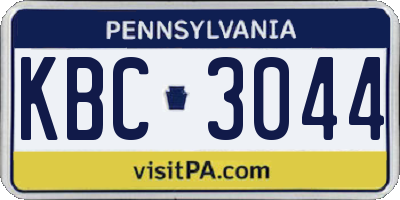 PA license plate KBC3044