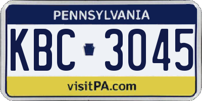 PA license plate KBC3045