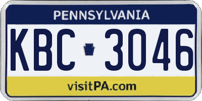 PA license plate KBC3046