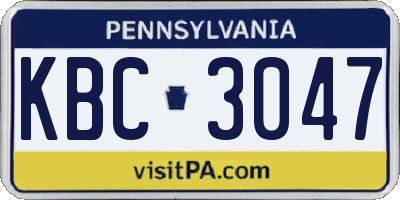 PA license plate KBC3047