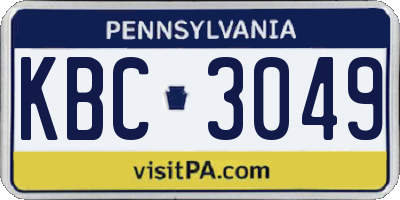 PA license plate KBC3049