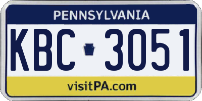 PA license plate KBC3051