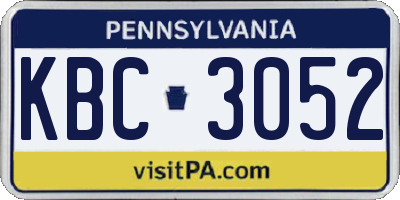 PA license plate KBC3052