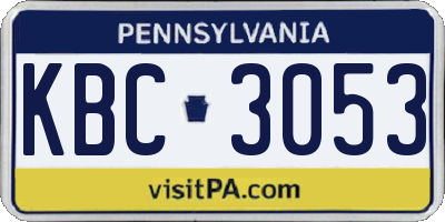 PA license plate KBC3053