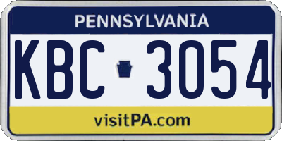 PA license plate KBC3054