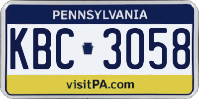 PA license plate KBC3058