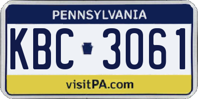 PA license plate KBC3061