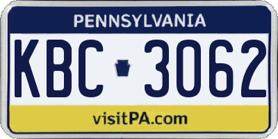 PA license plate KBC3062
