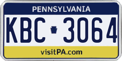 PA license plate KBC3064