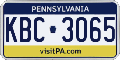 PA license plate KBC3065