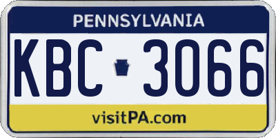 PA license plate KBC3066