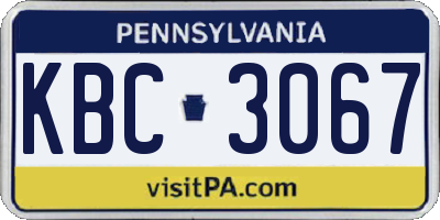 PA license plate KBC3067