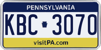 PA license plate KBC3070