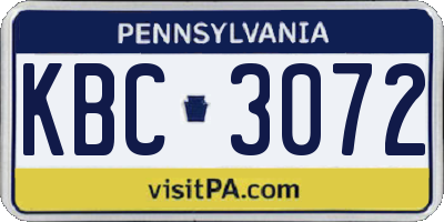 PA license plate KBC3072