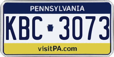 PA license plate KBC3073