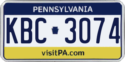 PA license plate KBC3074
